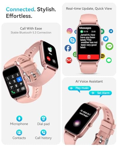 ChronArk Fitness Tracker for Women Men, Activity Smart Watch Compatible with Android iPhone, Step Counter with 110+ Sports, Sleep Monitor, Calorie Counter, IP68 Waterproof (Pink, 1.57)