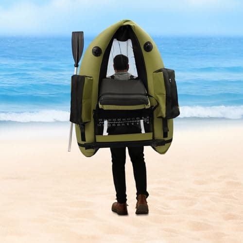 Inflatable Fishing Float Tube, Fishing Belly Boat with Boat Oar, Pump, Storage Bag, Adjustable Straps, Fishing Float Tube for Angling, 286.6LBS Load Capacity