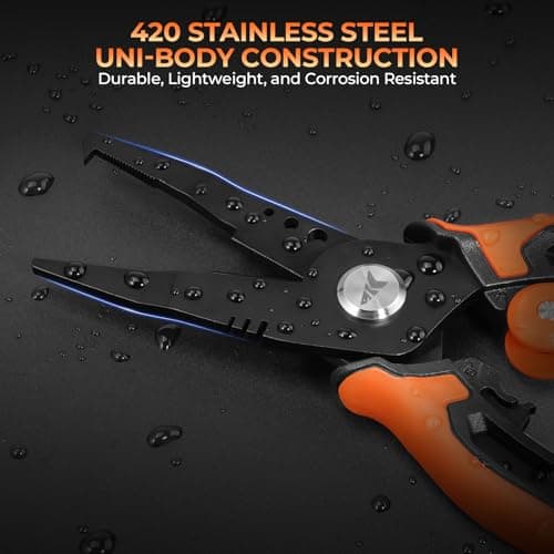 KastKing AeroVice 7.5” Fishing Pliers, 420 Stainless Steel, Uni-Body Construction, Lightweight & Corrosion-Resistant, Multi-Function Jaws, Braid Cutters, Sheath, Lanyard & Carabiner