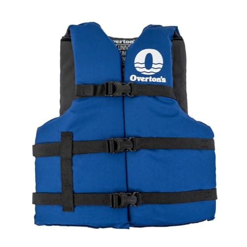 Overton's Universal Adult Life Jacket - Pack of 4, Nylon Shell with Closed-Cell Foam, Open Sides and Sturdy Belts, USCG Approved Type III, Fits Chest Sizes 30" to 52", Includes Zippered Storage Bag