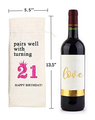 Socive 21st Birthday Wine Bag, Presents for 21st Birthday girl, 21 Years Old Gift Idea Wine Bag for Her Girl Friend, Sister Party Decorations B0B21FJ1NH