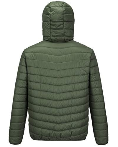 Outdoor Ventures Men's Lightweight Packable Hooded Puffer Jacket Insulated Winter Coat for Snow Ski Traveling