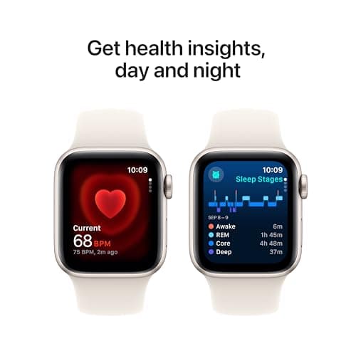 Apple Watch SE (2nd Gen) [GPS 40mm] Smartwatch with Starlight Aluminum Case with Starlight Sport Band S/M. Fitness and Sleep Trackers, Crash Detection, Heart Rate Monitor, Retina Display