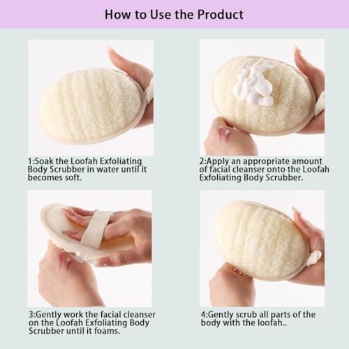 haikuluo Natural Loofah Exfoliating Body Scrubber,Bath Shower Loofah Sponge for Women and Men,Made with Biodegradable Shower luffa Sponge,for Face and Body That Gets You Clean(3 PC)