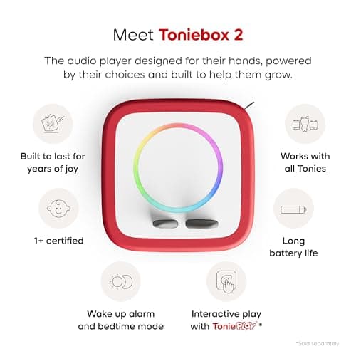 Toniebox 2 My First Farm Bundle for Kids 1+ with Soft and Squeezable Cow, Horse, and Pig - Sunset Red B0FJ2ZY48J