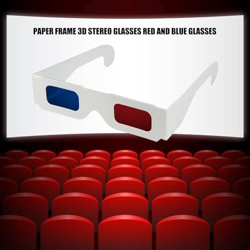 3D Paper Glasses for Movies and TV - Blue and Red Anaglyph Cardboard Glasses for Films
