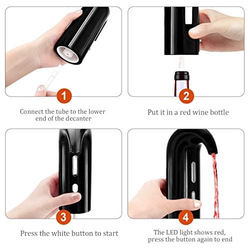 Electric Wine Aerator,Wine dispenser,Aeration and Decanter Wine Pourer,Red White Wine Accessories,Wine Gifts -Black