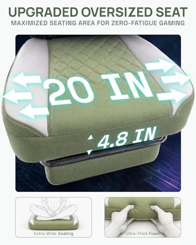 Dowinx Gaming Chair Breathable Fabric Game Chair with Gel Pad and Storage Bag, Comfortable Gamer Chair with Pocket Spring Cushion, Ergonomic Computer Chair with Footrest, Green