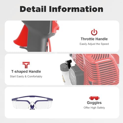 2-Stroke 1700W Gas Power Snow Sweeping Broom,52cc Handheld Broom Walk Behind Sweeper,Single Cylinder Outdoor Hand Held Sweepers w/hairdryer,Cleaning Driveway Turf Lawns Power Brush Cleaner Tools