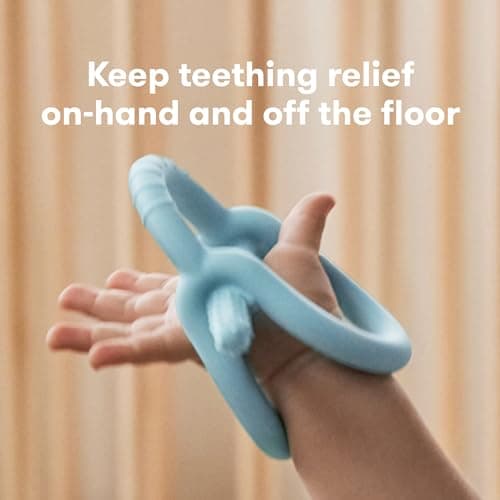 Frida Baby Get-A-Grip BabyTeether for Teething Relief | 100% Food-Grade Silicone Teething Toys for Baby 0-6, 12, 18 Months Infant, BPA-Free, PVC-Free | Blue