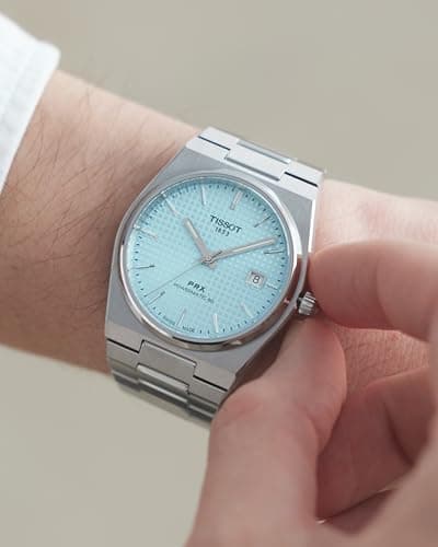 Tissot PRX Powermatic 80 316L Stainless Steel case, Swiss Automatic Watch for Men & Women, Ice Blue Dial, Stainless Steel, (T1374071135100)