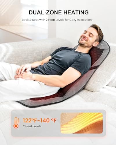 COMFIER Back Massager with Heat,Massage Chair Pad,Massage Seat Cushion with Adjustable Lumbar Support,Back Massage for Pain Relief,Chair Massager for Recliner,Father‘s Day Gift for Dad