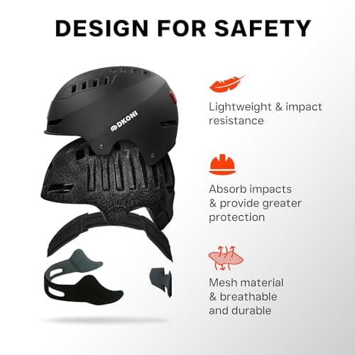 DKONI Bike Helmet with LED Lights Bicycle Helmets Commuter Cycling Helmet USB Rechargeable Front & Back LED Light Helmet for Adult Men Women