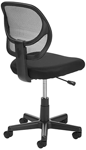 Amazon Basics Low Back Office Chair, Breathable Mesh, Height Adjustable, Padded Seat, Rolling Wheels, Swivel, Back Support, Sturdy, 21.25" D x 22.5" W x 38" H, Black
