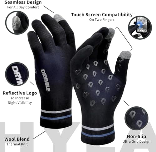 DRYMILE HYLA Waterproof Dexterity Gloves – All-Weather Wool Blend Gloves for Men & Women – Touchscreen & Non-Slip Grip – Hiking, Cycling, Fishing, Hunting & Work.