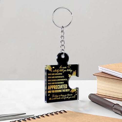 Gift Set for Employee, Staff, Teachers, Teamwork Puzzle Piece Keyring, Acrylic Team Appreciation Gifts Bulk Thank You Keychains for Coworkers B0FD9YB7K3