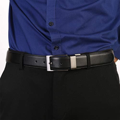 beltox fine Men's Dress Belt Leather Reversible 1.25" Wide Rotated Buckle Gift Box