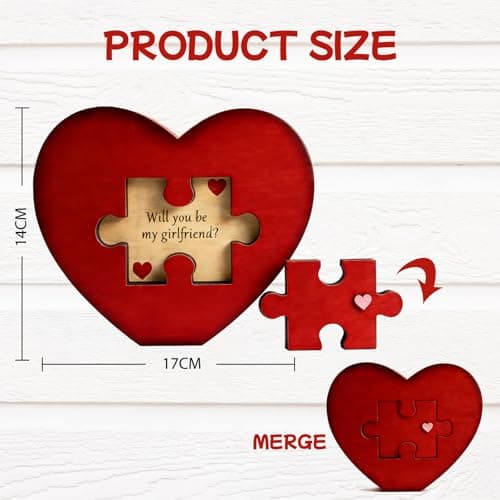 Will You Be My Girlfriend, Valentines Proposal Gift Ideas Will You Be My Girlfriend Proposal Sign for Valentine Day Girlfriend Day Christmas Wood Heart Shaped Gift Puzzle Piece Sign with Hidden Message