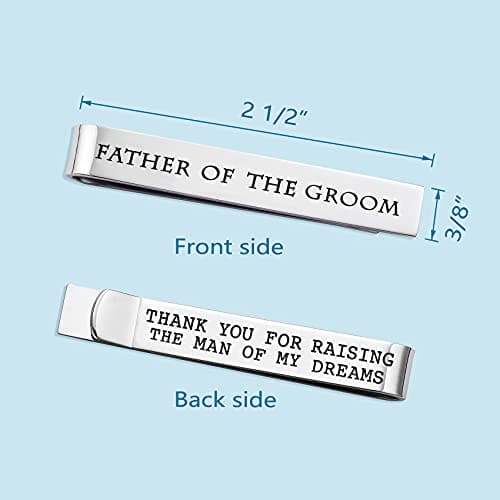 Father of the Bride and Groom Gifts - Wedding Tie Clips for Groomsmen From the Bride - Stainless Steel Tie Bars