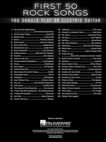 First 50 Songs You Should Play on Electric Guitar | Rock Guitar Tab Songbook for Beginners and Intermediate Players | Learn Classic Rock Riffs Solos and Chords from Nirvana Metallica Queen and More