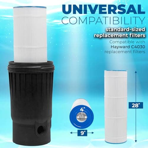 XtremepowerUS 200 sq/ft Pool Cartridge Filter for In-Ground Swimming Pool and Spa Pool Filter System for Pools Up to 72,000 Gallons, Black