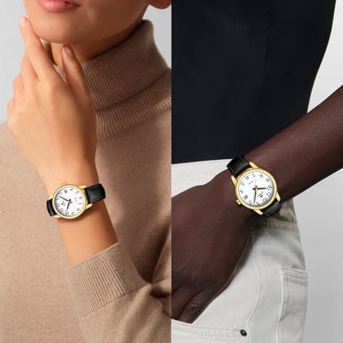 LN LENQIN Womens Watch Analog Quartz Waterproof Ladies Watches for Women Easy Read Women's Wrist Watches with Leather Strap Luminous Dial