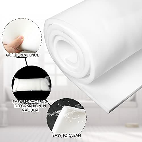 Amylove 1 Pack Polyurethane Foam 1/2" x 24" x 72" High Density Cushion Upholstery Foam Sheet for Seat Replacement DIY Projects Chairs Headboards Sofas Home (White)