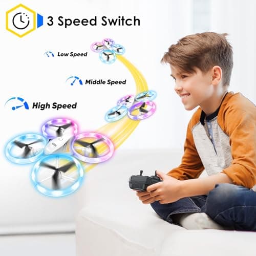 Drones for Kids, RC Drone with Cool Led Lights Mini Remote Control Beginner Drone Indoor Outdoor RC Quadcopter with 3D Flip and 2 Rechargeable Battery Flying Toys Gift for Boys Girls, White