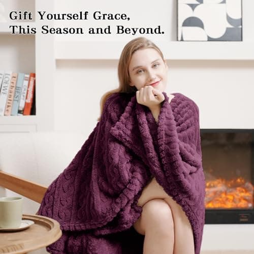 Wearable Blanket Sherpa Fleece Shawl Blanket with Pockets Blanket Poncho Cape for Adults, Cozy Shawl TV Throw Blankets B0FVPM15V3