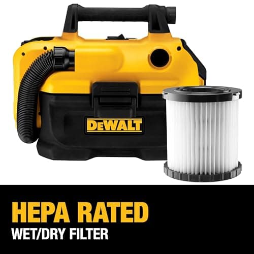 DEWALT 20V MAX Cordless Shop Vac, Wet Dry Vacuum Cleaner, Portable 2 Gallon Wet Dry Vac, Strong Suction Shop Vacuum with Hepa Filter, Tool Only (DCV580H)