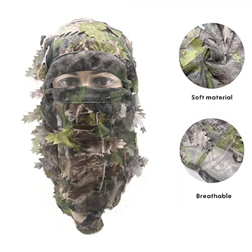 EAmber Ghillie Camouflage Leafy Hat 3D Full Face Mask Headwear Turkey Camo Hunter Hunting Accessories