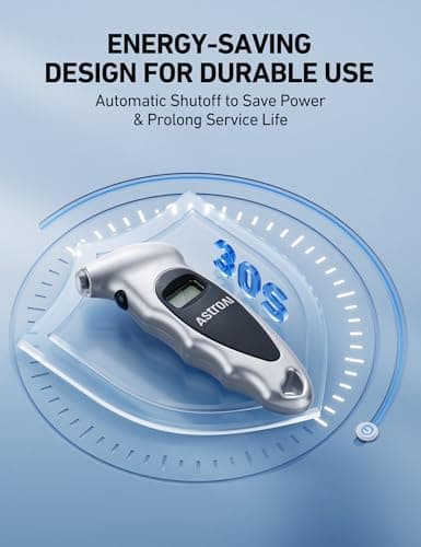 AstroAI Digital Tire Pressure Gauge 0-150PSI Calibrated to ANSI B40.7 +/-1PSI, Accurate in 0.1 Increments, 4 Units for Car Truck Bicycle with Backlight LCD, Silver