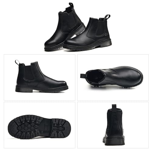 ZBVB Unisex-Adults Steel Toe Chelsea Boots, Men's Industrial Construction Shoes, Waterproof, Lightweight, Comfortable, Non-slip Safety Boots