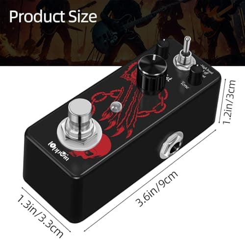 IOppWin HOLY WAR Heavy Metal Distortion Pedal - 3 Mode (Lo/Hi Boost) True Bypass, Mini Metal Casing, Guitar Effects Pedal