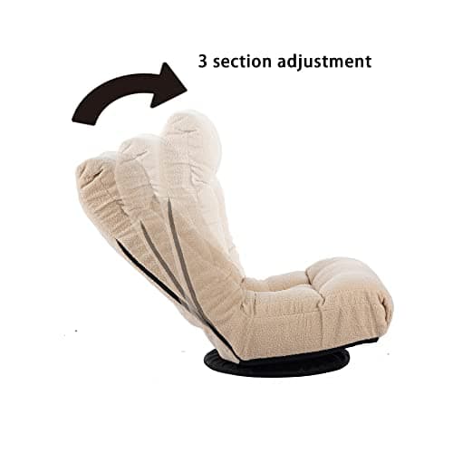 Swivel Lazy Floor Chair with Ottoman, Adjustable Reclining Floor Lounger with Back Support, Comfy Tatami Sofa Seat for Adults Bedroom & Gaming