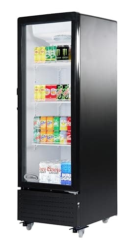 KoolMore 21 in. One Glass Door Commercial Display Merchandiser Refrigerator Cooler in Black, ETL Listed, 8 cu. ft. (KM-MDR-1GD-8C)