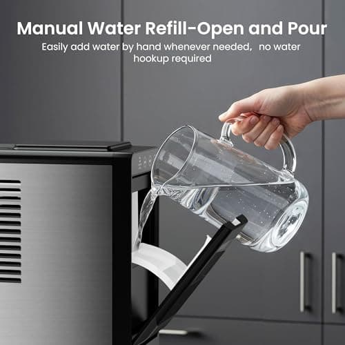 Kismile Portable Countertop Ice Maker Machine, 26lbs Ice in 24Hrs, Self-Cleaning Ice Maker with Selectable Ice Size & Internal Light, Compact Design for Home/Kitchen/Bar