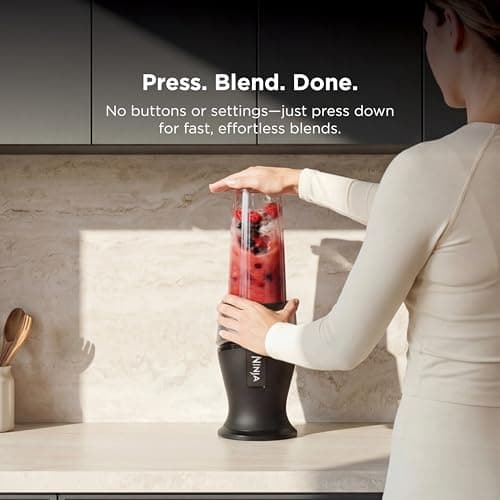 700-watt base blends smoothies, shakes & frozen drinks. (2) 16-oz to-go cups w/ spout lids. Dishwasher safe. Ninja Fit Compact Personal Blender, 700W, (2) 16oz Cups, QB3001SS B01FHOWYA2