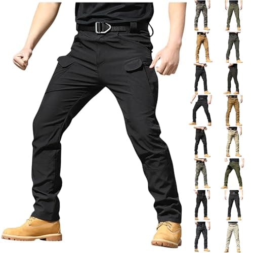 tobchonp Tactical Pants for Men Relaxed Fit Stretchy Work Pants Baggy Cargo Camo Pants Flex Carpenter Pant Multi Pockets