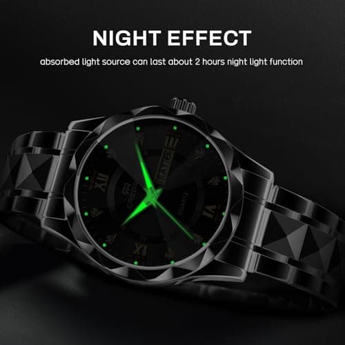 Credrio Watch for Men Stainless Steel Waterproof Diamond Business Dress Analog Quartz Luminous Date Two Tone Luxury Casual Wrist Watch