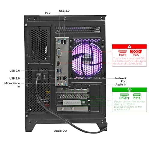 LXZ Prebuilt Gaming PC Ryzen 7 8700F, GeForce RTX 5060 (8GB), 32GB DDR5 RAM, 1TB NVMe 3.0 SSD – Desktop Computer, Tower PC for VR 4K Gamers & Creators