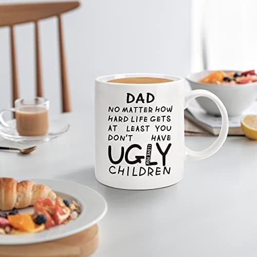 Unique Ceramic Cup Printed on Both Sides Personalized Christmas Birthday Father’s Day Presents for Dad Husband Stepfather Fathers Day Dad Gifts 11oz Funny Coffee Mug for Dad from Daughter Son Wife B09C8JJFL2