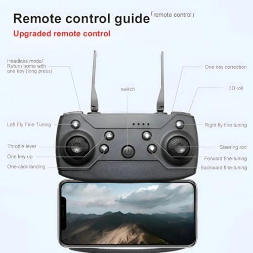 E99 Pro Foldable Drone with Dual 4K HD Cameras for Adults and Teens 14+ – FPV Live Video, Wind Resistant, 3 Speed Modes, One-Key Start, 360° Flips, 2 Batteries, Carrying Case