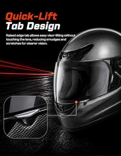 TCMT Full Face Motorcycle Helmet for Adults Men Women, Lightweight Polycarbonate Street Bike Dirt Bike Helmet with Anti-Scratch Mirror Shield and Removable Liner, DOT Approved