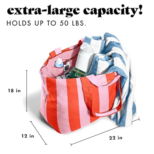 Fit & Fresh Large Beach Bag for Women - Extra Large Travel Tote With Pockets