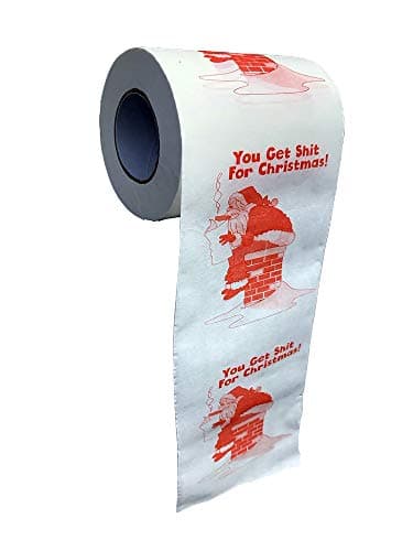 Dirty-Santa-Christmas-Toilet-Paper-Roll You Get Shit for Christmas Secret Santa Stocking Stuffer, Adult Funny White Elephant Gag Gift Shart Wipes