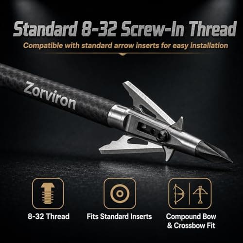 5 Pack Mechanical Expandable Broadheads 100 Grain – Crossbow & Compound Bow Compatible, 2-Inch Cut, 440 Stainless Steel Blades & Chisel Tip, Turkey Deer Small Game Hunting Archery Arrow Tips