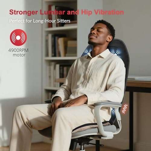 COMFIER Back Massager Seat Cushion with Heat,10 Vibration Motors, Massage Chair Pad,Chair Massager for Pain Relief at Office/Home,Christmas Gifts for Men Women