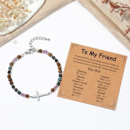 TONY & SANDY Cross Bracelet for Women, Christian Gifts for Women, Confirmation Baptism Easter Gifts, Unique Gift for Friends Daughter Mom Sister in Christ Niece on Birthday Christmas