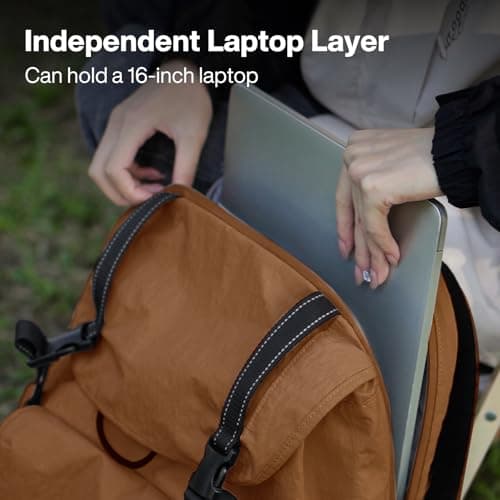 mixi Travel Backpack for Women Men, 18 Inch Carry On Laptop Backpack Flight Approved fits 16'' Laptop, Lightweight Waterproof Hiking Backpack Travel Outdoor Business Casual Daypack, Brown